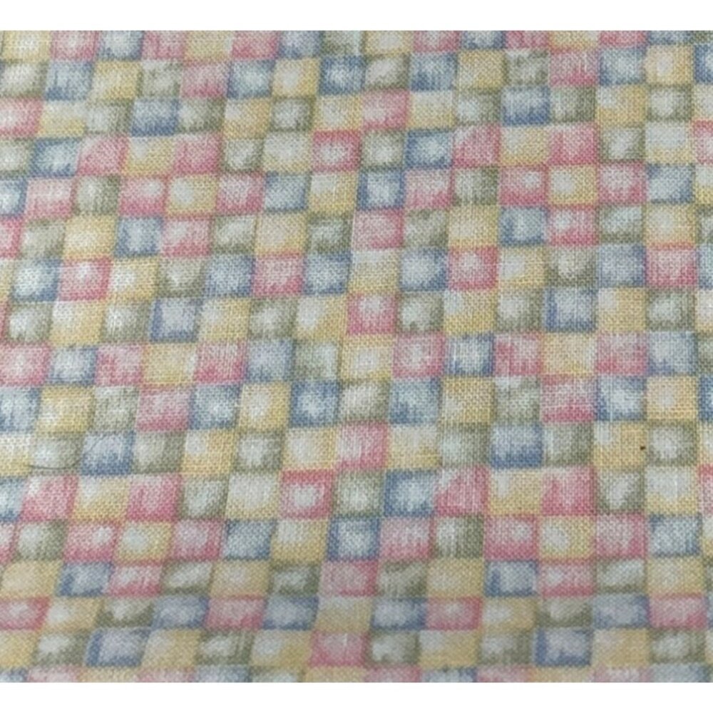 Brambly Hedge Pastel Checkered Cotton Fabric 19" x 44" Craft Sewing Material
